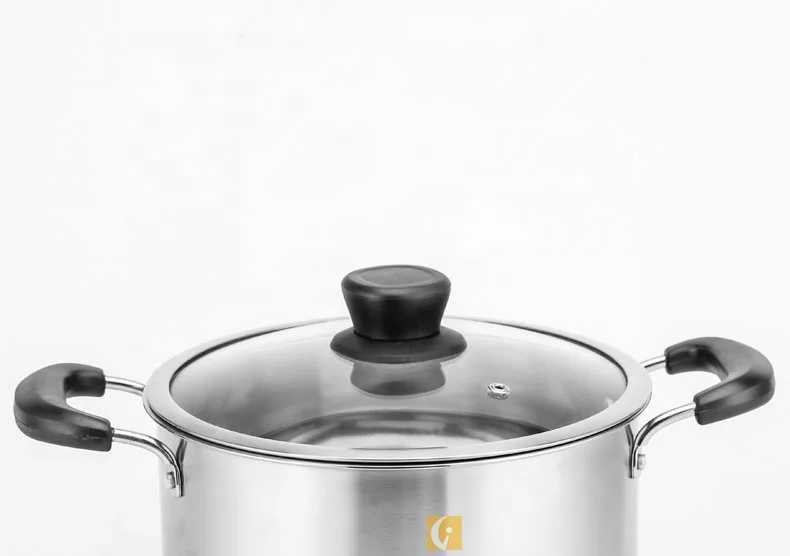 304 double bottom double handle European stainless steel soup pot wholesale cooking pot induction cooker general purpose