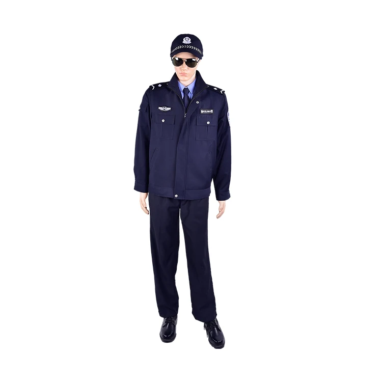 
High quality long sleeve security guards uniforms blue color security guard uniforms jacket and pants for sale 