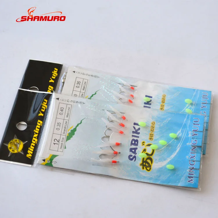 Wholesale 8#-16# High carbon steel fishing hooks on sabiki rig lure, fish skin hooks