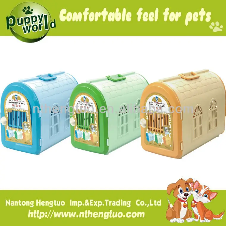 Plastic pet transport cage and travel cage