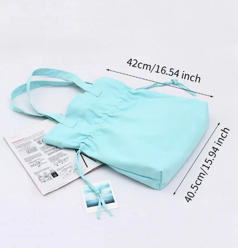 BSCI Certified Factory Drawstring Design Handbags Pure Color Shoulder Bag 100% Biodegradable Organic