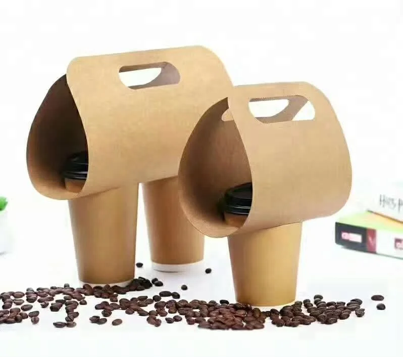 4 Pack Carrier Take Away Paper Cup Holder With Handle
