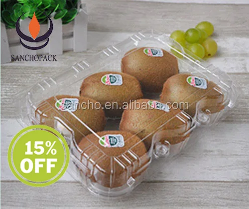 6 cavity киви Двухстворчатая упаковка контейнеры и подносы