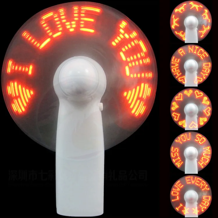 Battery Powered Plastic Hand Fan Wedding Gift For Guest Programmable Portable Mini Handheld Fan With LED Displaying Message
