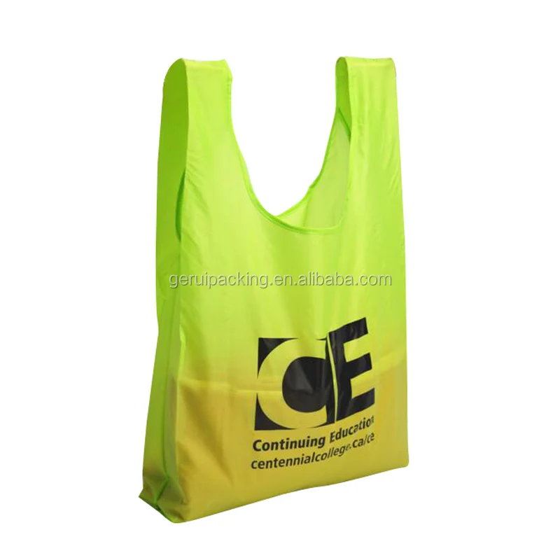 Новое поступление дешевые переработанных Футболка Стиль полиэстер складная сумка для покупок