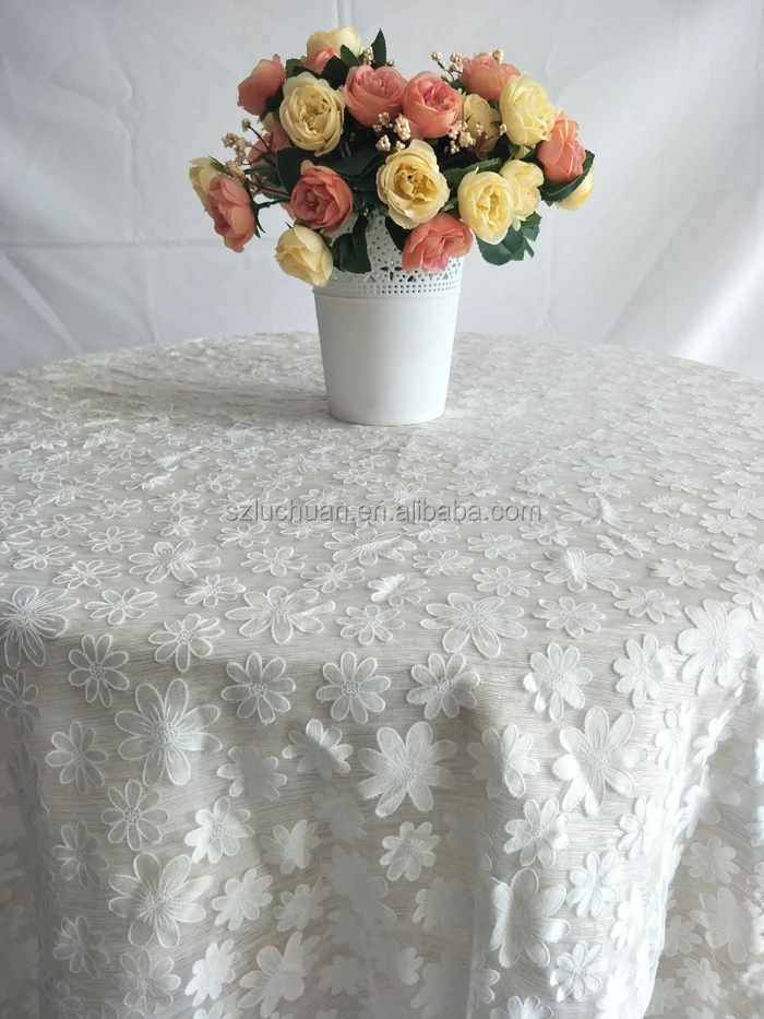 Elegant White Flower Pattern Design Wedding 120 Lace Tablecloth