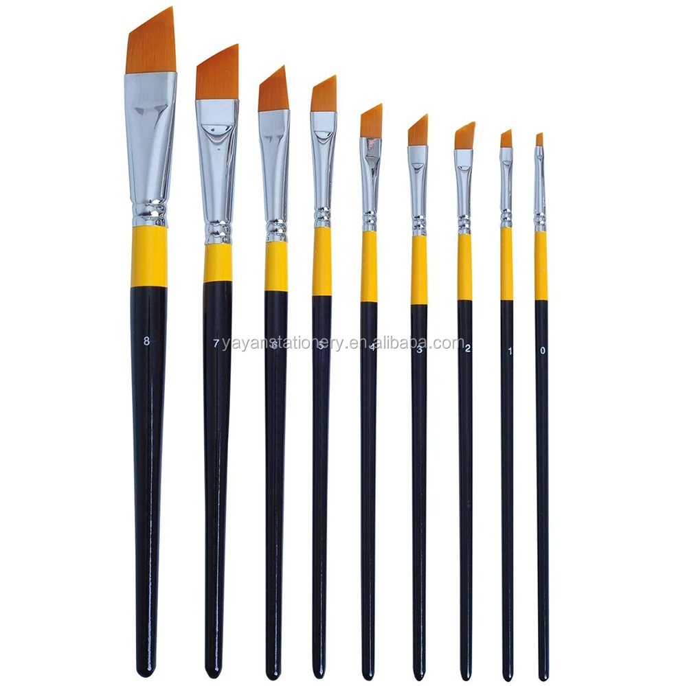 Hot Selling Stiff Synthetic Bristle Hair Wooden Handle Artist Paint Brush Set For Acrylic Gouache Watercolor Face Painting