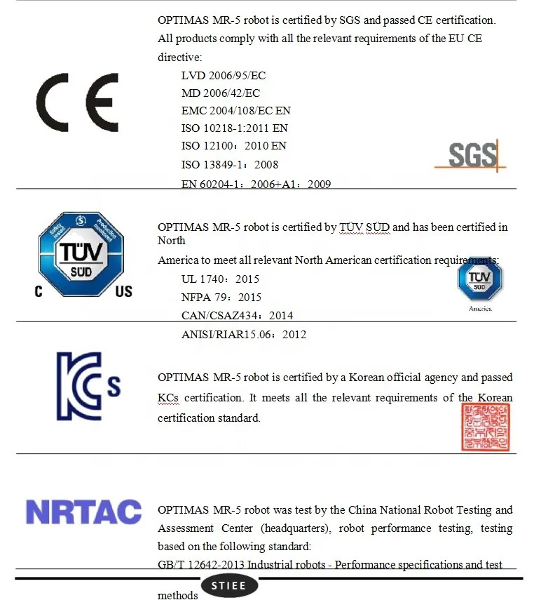 Полезная нагрузка 5 кг, Длина стрелки 924 мм, 6 осей, совместный робот по производству