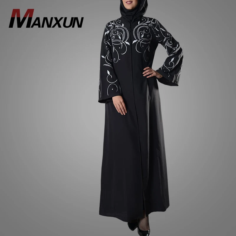Wholesale Islamic Fashion Abaya Mimi Front Open Embroidered Kimono Jilbab Pakistan Jalabiya Long Sleeve Maxi Dress
