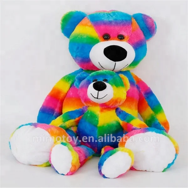 Beautiful Kids Cartoon Giant Plush Toy Rainbow Teddy Bear 2019 Valentine Gift Stuffed Animal Soft Plush Toy Colorful Teddy Bear