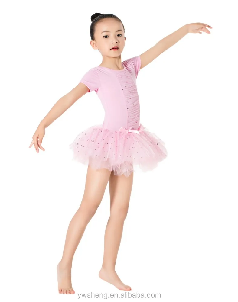 Wholesale Baby Girls Gymnastics Leotard Classic Dance Short Sleeve Ballet Tutu Dress