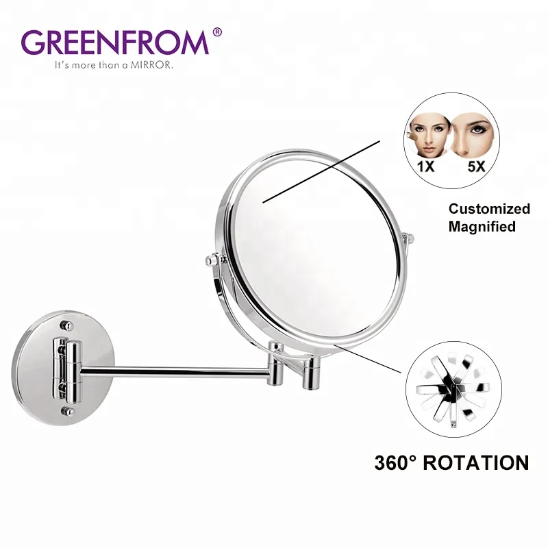 8 Inch Dressing Swivel Meta Wall Mounted Shaving Bathroom Mirror