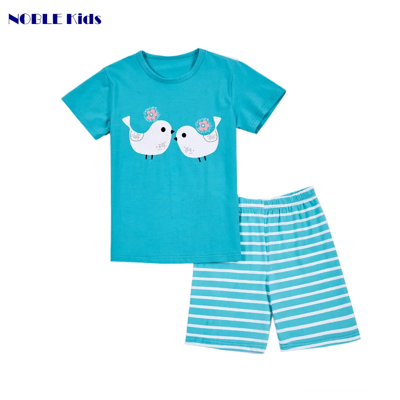 
Manufacturers promote pyjamas suit 2pcs short sleeve cotton pajamas at low prices for kids girl 