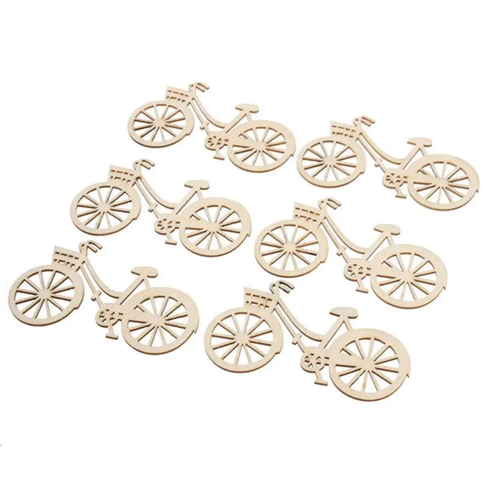 Wooden Bicycle Bike Cutout Veneers Slices DIY Crafting Ornament For Wedding Engagement Festival Theme Party