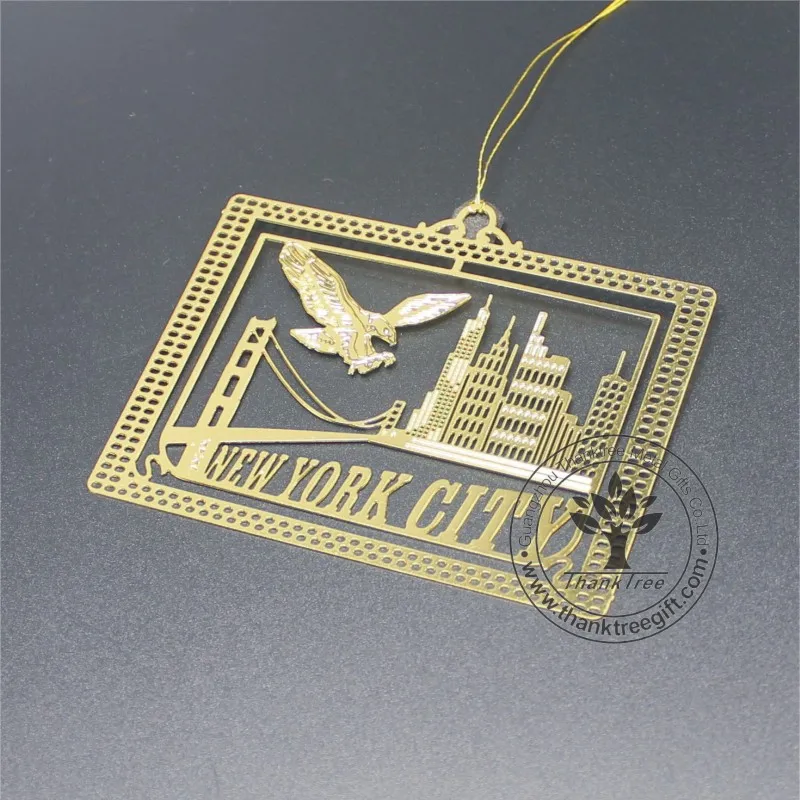 
New hot custom gold plated etched brass ornament for US 