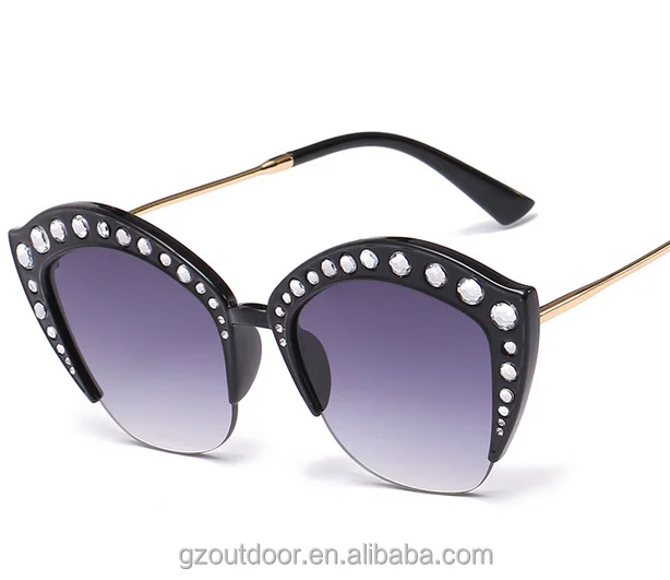 2018 2764 Fashion half frame cat eyes 3 UV 400 Sunglasses Style and Unisex Age Sunglass