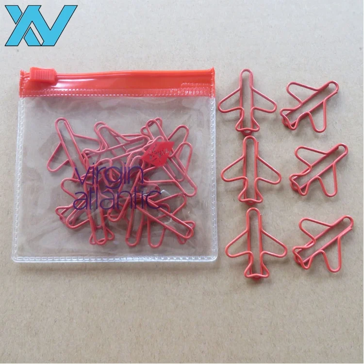 Unique promotional gift airplane shape paper clip in zipper bag with LOGO printing