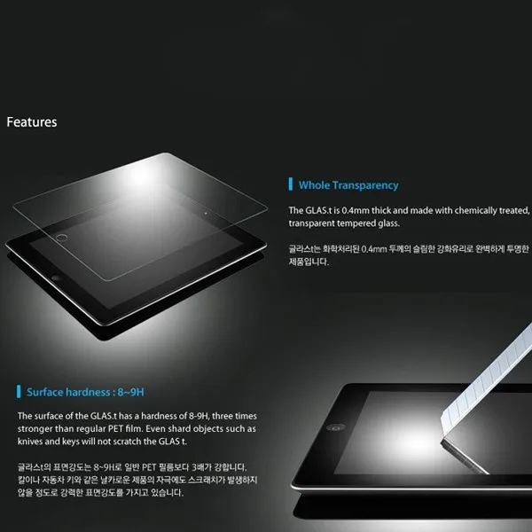 9 закаленное стекло протектор для ipad, Высокое качество защитная пленка