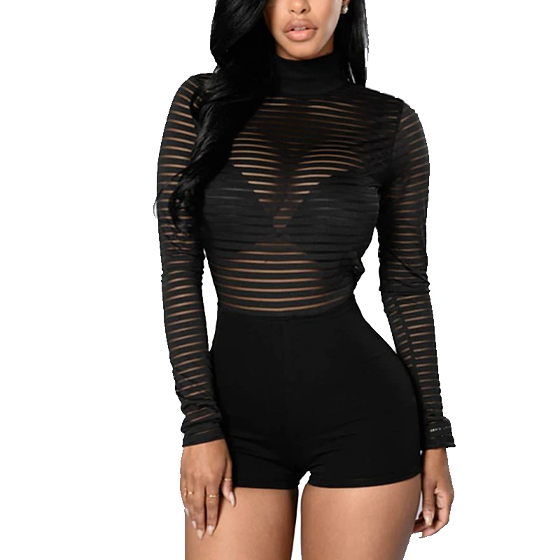 Соблазнительные Черные Комбинезоны из смеси хлопка с круглым вырезом, длинными рукавами и открытой спиной, элегантные облегающие комбинезоны с комбинезоном