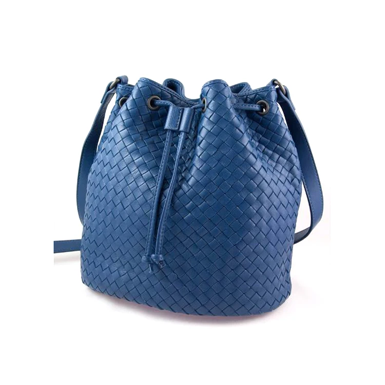 New hand-woven sheepskin bag fashion leather bucket bag one shoulder cross body bag for women