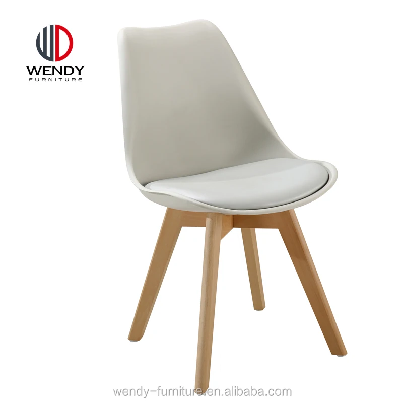 Новый дизайн во Франции, Польше, оптовая продажа, дешевый мягкий пластиковый стул с подушкой и деревянными ножками
