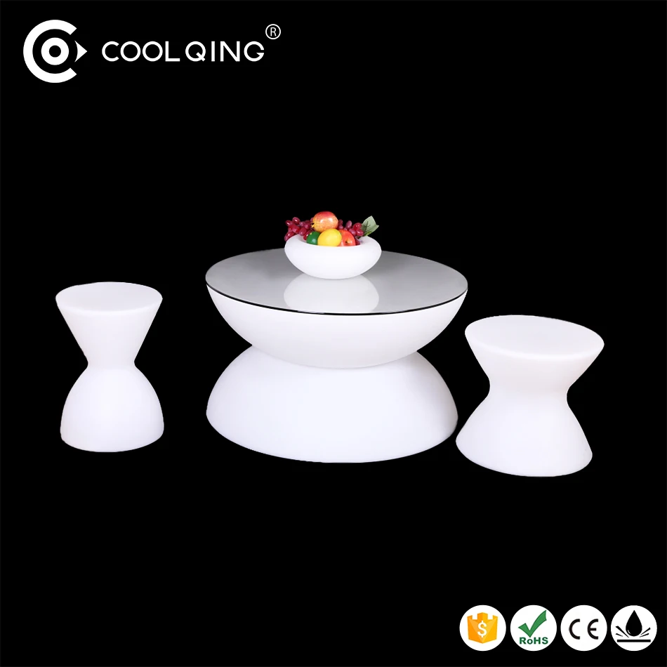 indoor or outdoor glowing furniture LED bar coffee plastic round table