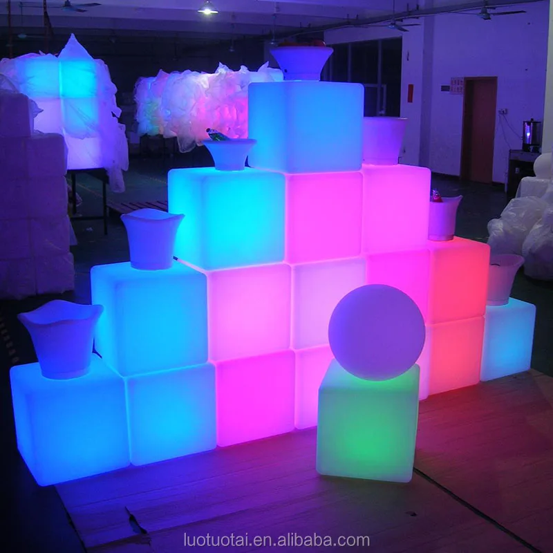 
Rechargeable Illuminated led cube kit plastic cube chair lighted led cube chair outdoor seating for living room LTT-C500 