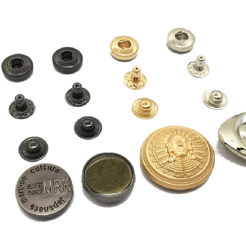 Cheap Garment Accessories Mixed Marble Style Silver Branded Suit Snap Metal Blazer Button For Light