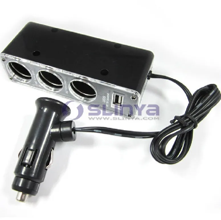 3 порта USB Автомобильный Прикуриватель разъем зарядное устройство 12V адаптер питания
