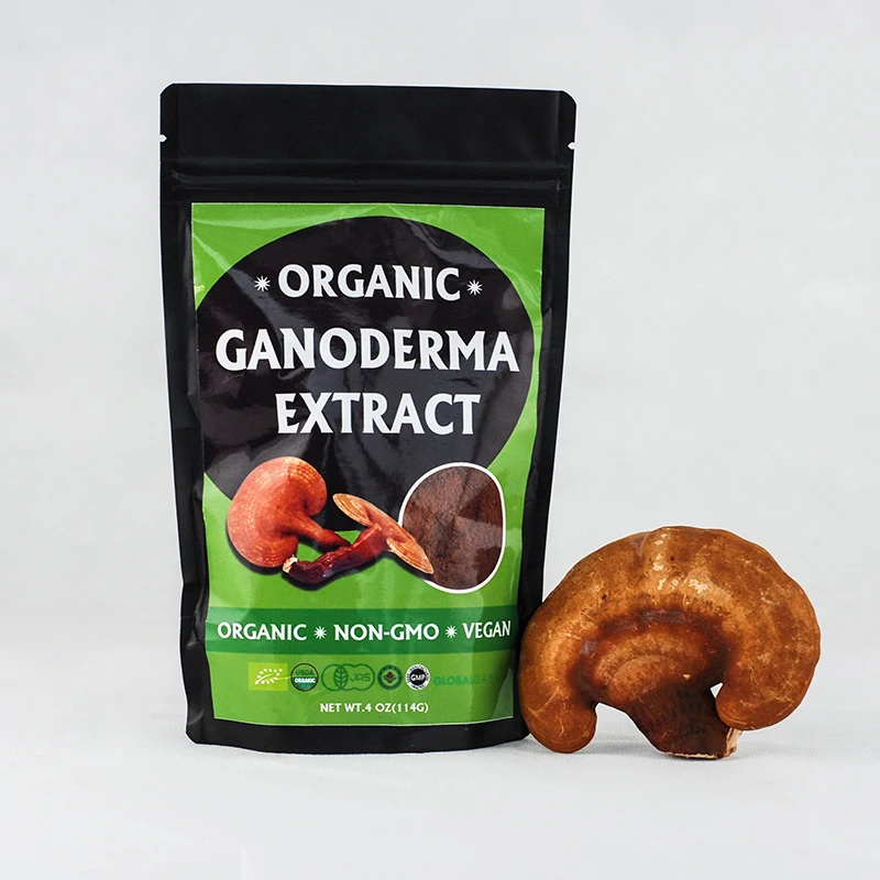 100% Organic Red Reishi Powder Package Lucidum Ganoderma Extract Product