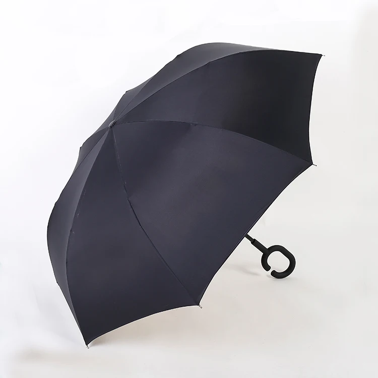 Eco-friendly double layer cover auto close extra large 27 inch inverted umbrella cars reverse