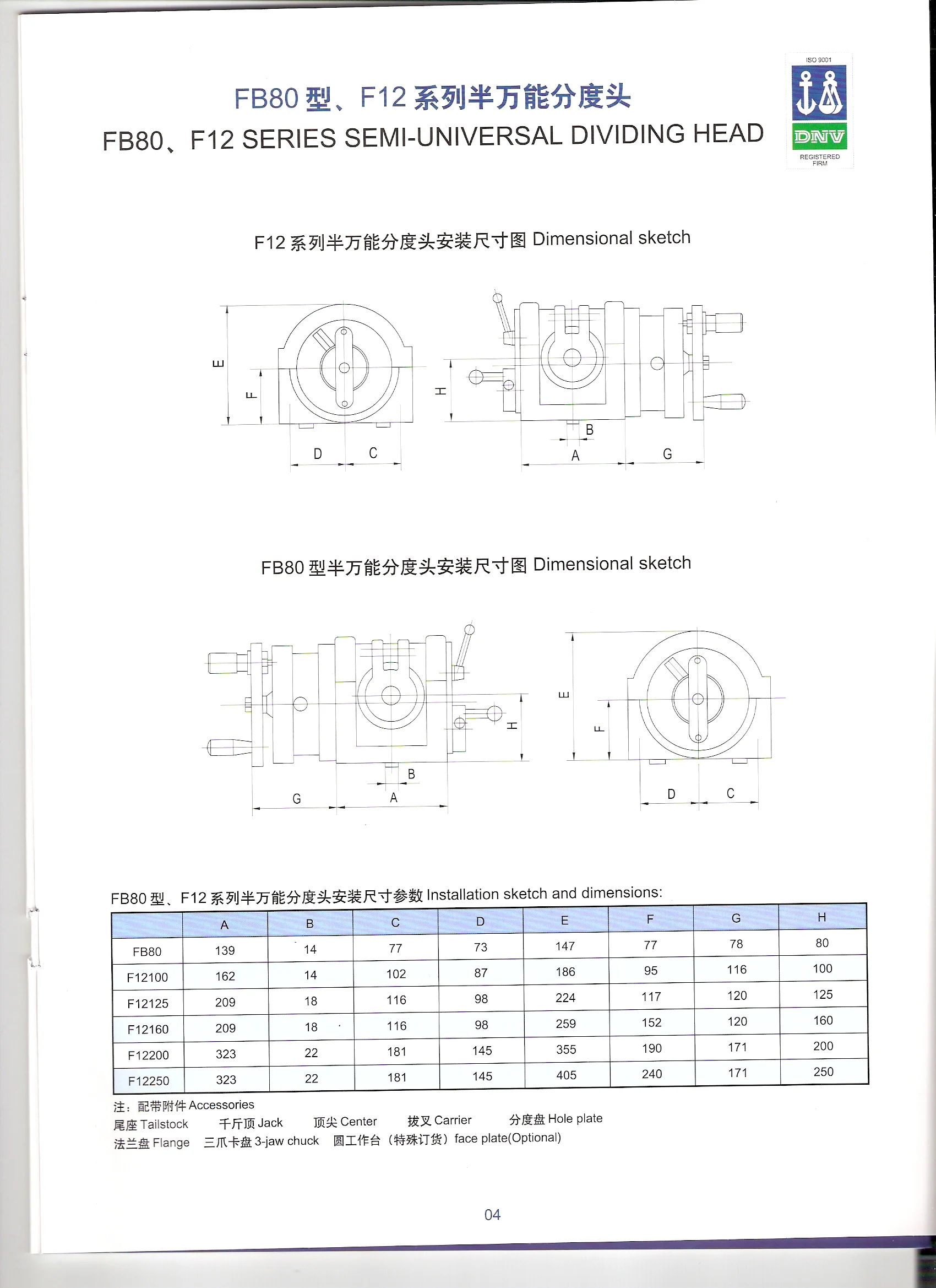 
Semi-Universal Dividing Head 80mm FB80 