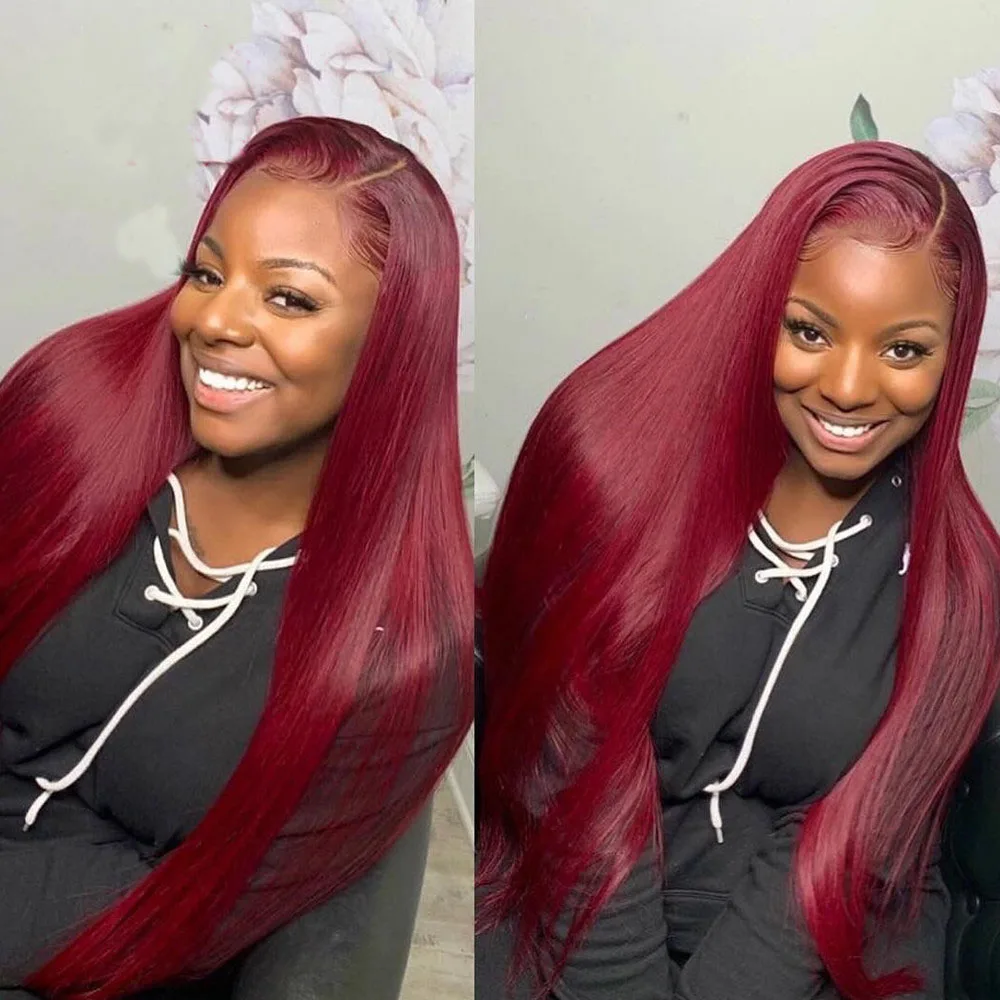 
 Отличное качество, прямой 99j парик на сетке спереди, бордовые человеческие волосы, парик на полной сетке с естественной линией волос и детскими волосами  