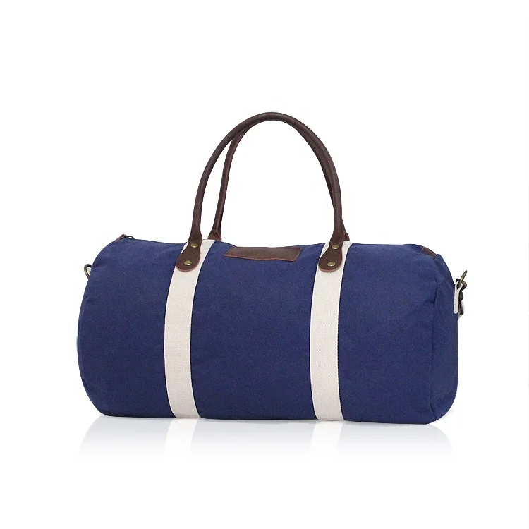 China Factory Plain Waterproof Travel Duffel Bag, Cotton Canvas Sport Gym Bag With Adjustable Shoulder Strap Men