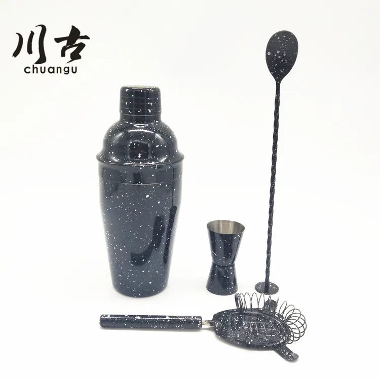 4 шт., коктейльный шейкер из нержавеющей стали с черной краской, 550 мл