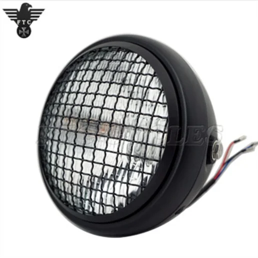 
Universal 6 1/2" Vintage Halogen Motorcycle Headlight with Mesh for Honda Custom Bike 