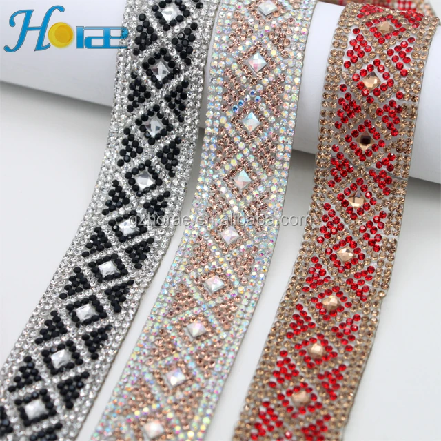 Fancy hotfix new decorative strass chain crystal rhinestone trim for garment
