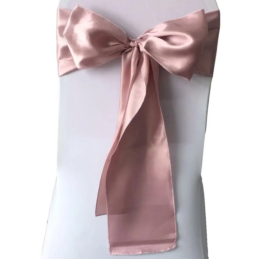 
Exquisite cheap rose gold satin wedding chair sashes 