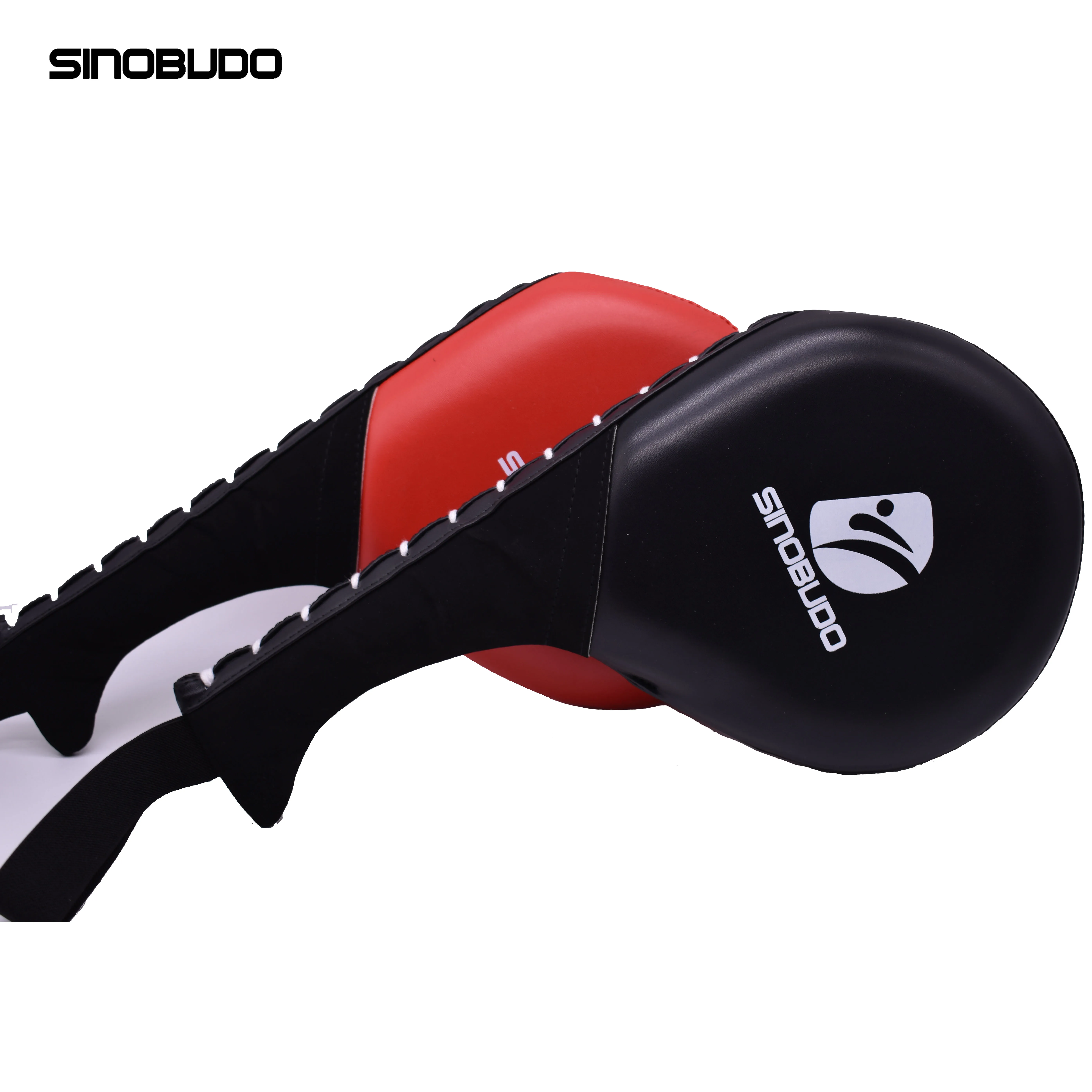 Taekwondo red or black PU leather top quality double kicking target with steel band