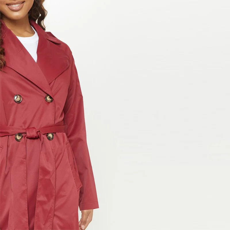 2019 New Arrival Tie Waist  Lapel Collar Oversized Long Trench Coat Women