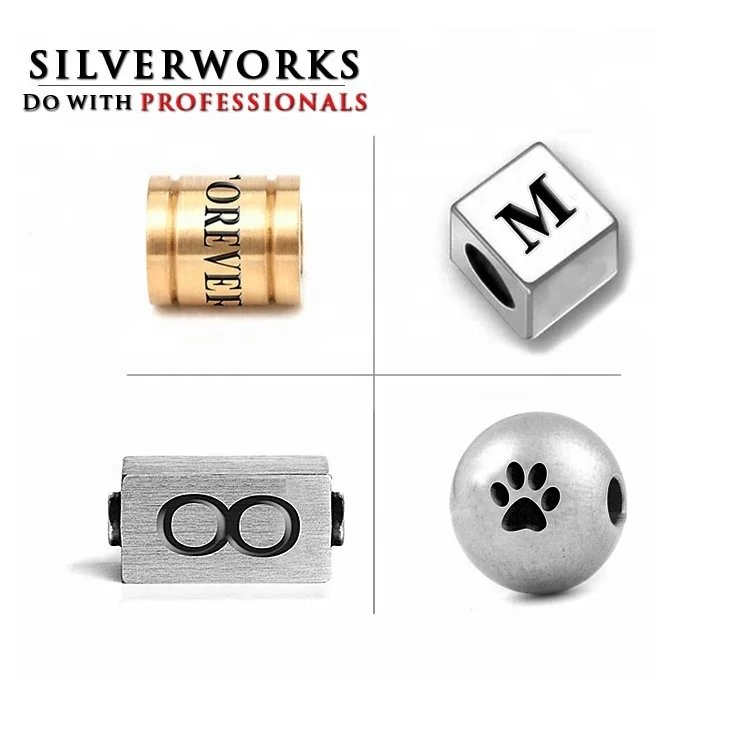
Professional manufacturer of High quality custom logo engraved beads 925 sterling silver or brass for jewelry making 
