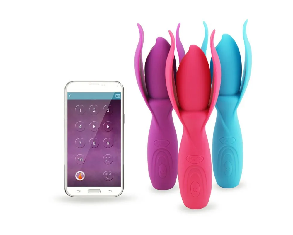 APP-Control Lotus Wand Vibrating Massager Rechargeable Silicone Massager Vibrator Sex Toy