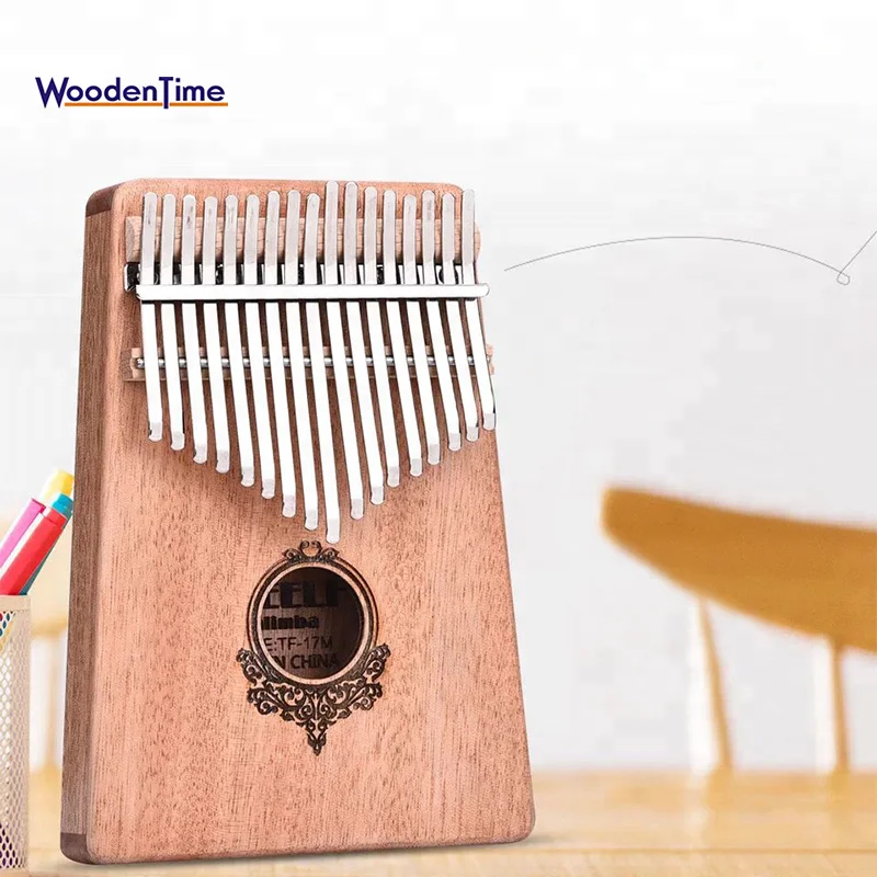Hand Box Drum Percussion Musical Instrument Cheap Price OEM 17 Keys Body Finger Mahogany Solid Wood Kalimba Mbira Thumb Piano