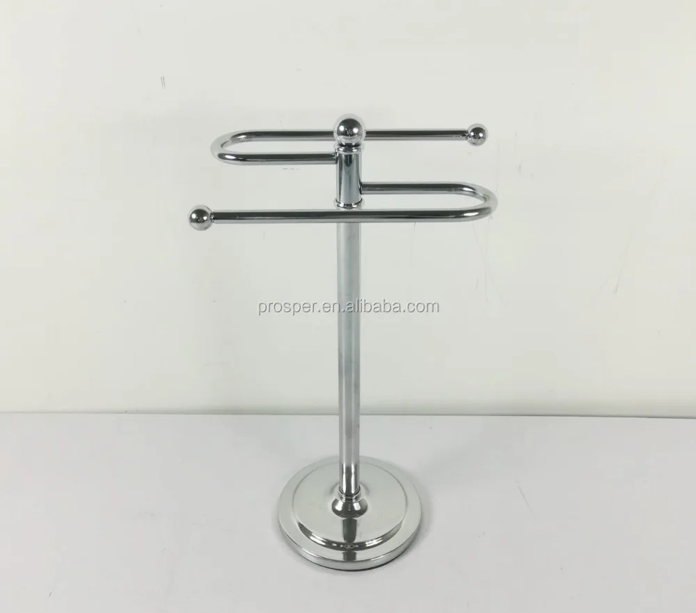 
Metal Chrome 2 Tier Free Standing Bathroom Towel Rack Holder 