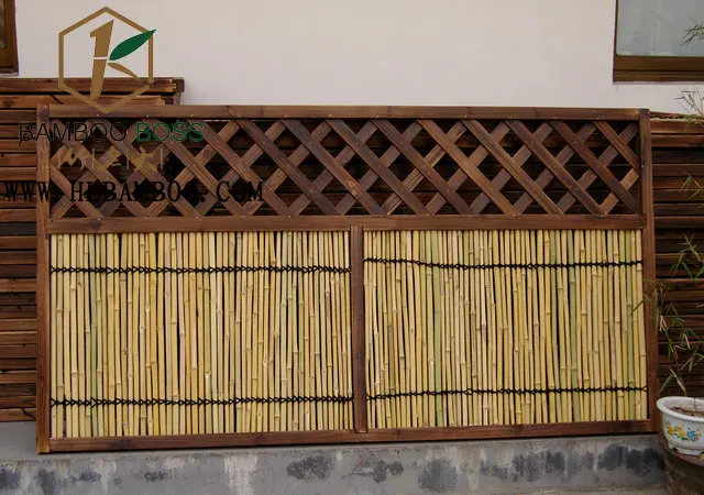 Wood framed bamboo fence natural eco-friendly screen anti-corrosion green diy garden fences post