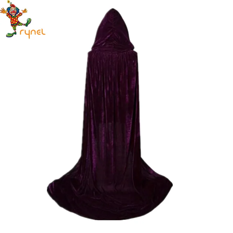 Yiwu Rynel Purple Hooded Cloak Long Velvet Cape for Christmas Cosplay Costumes