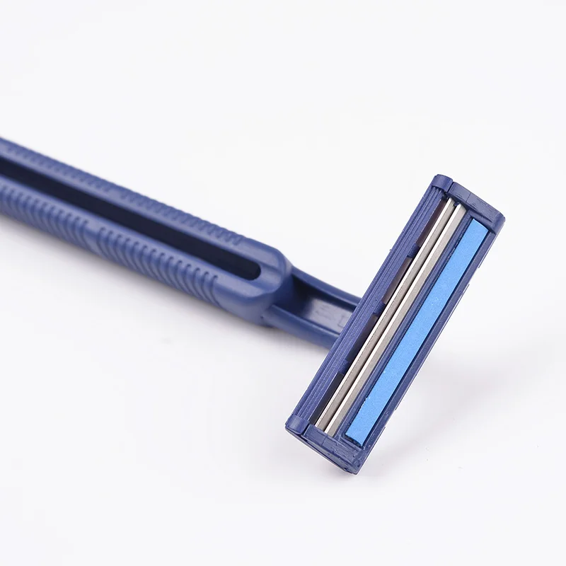 twin blade disposable razor with blue plastic handle for whole sale