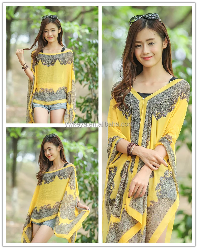 Оптовая продажа 2016 Модное пончо Солнцезащитная пляжная одежда многофункциональное парео саронг