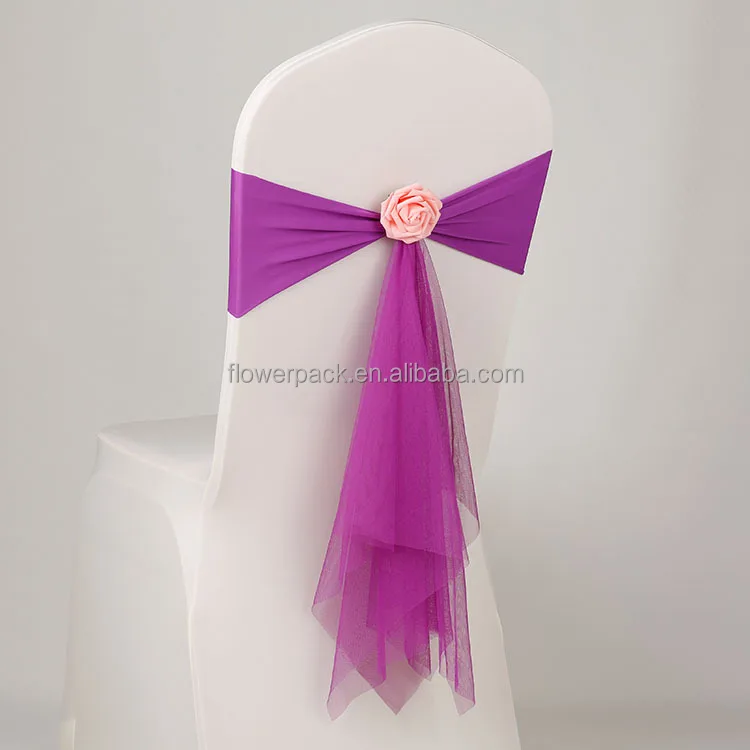 Banquet organza spandex chair sash with artificial flower