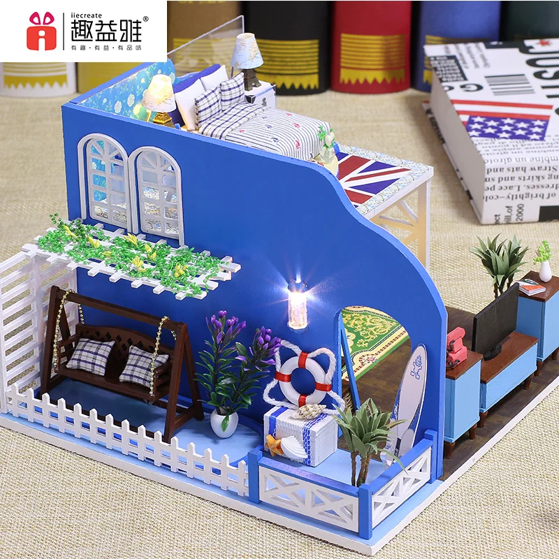 Подарок на день рождения простота сборки куклы DIY деревянный дом игрушки с